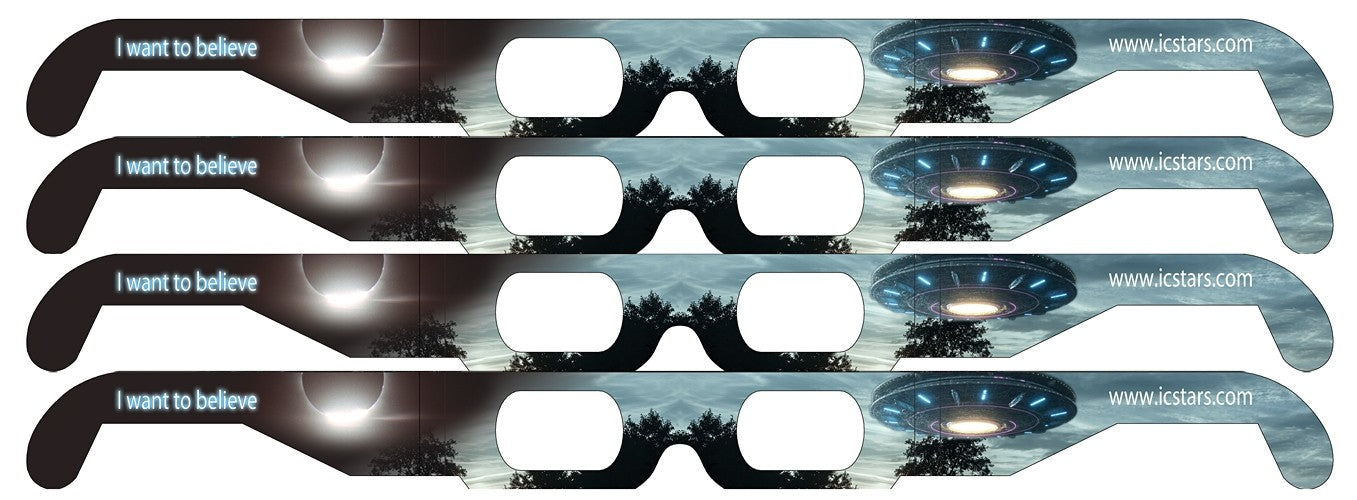 I WANT TO BELIEVE Alien style FUNNER Eclipse Solar Glasses - 5 pack