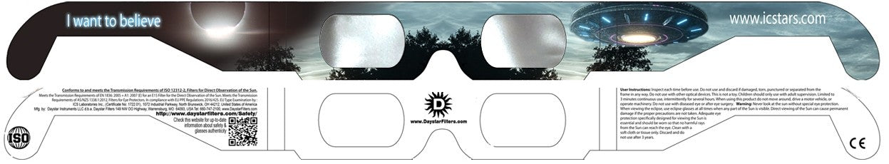 I WANT TO BELIEVE Alien style FUNNER Eclipse Solar Glasses - 5 pack