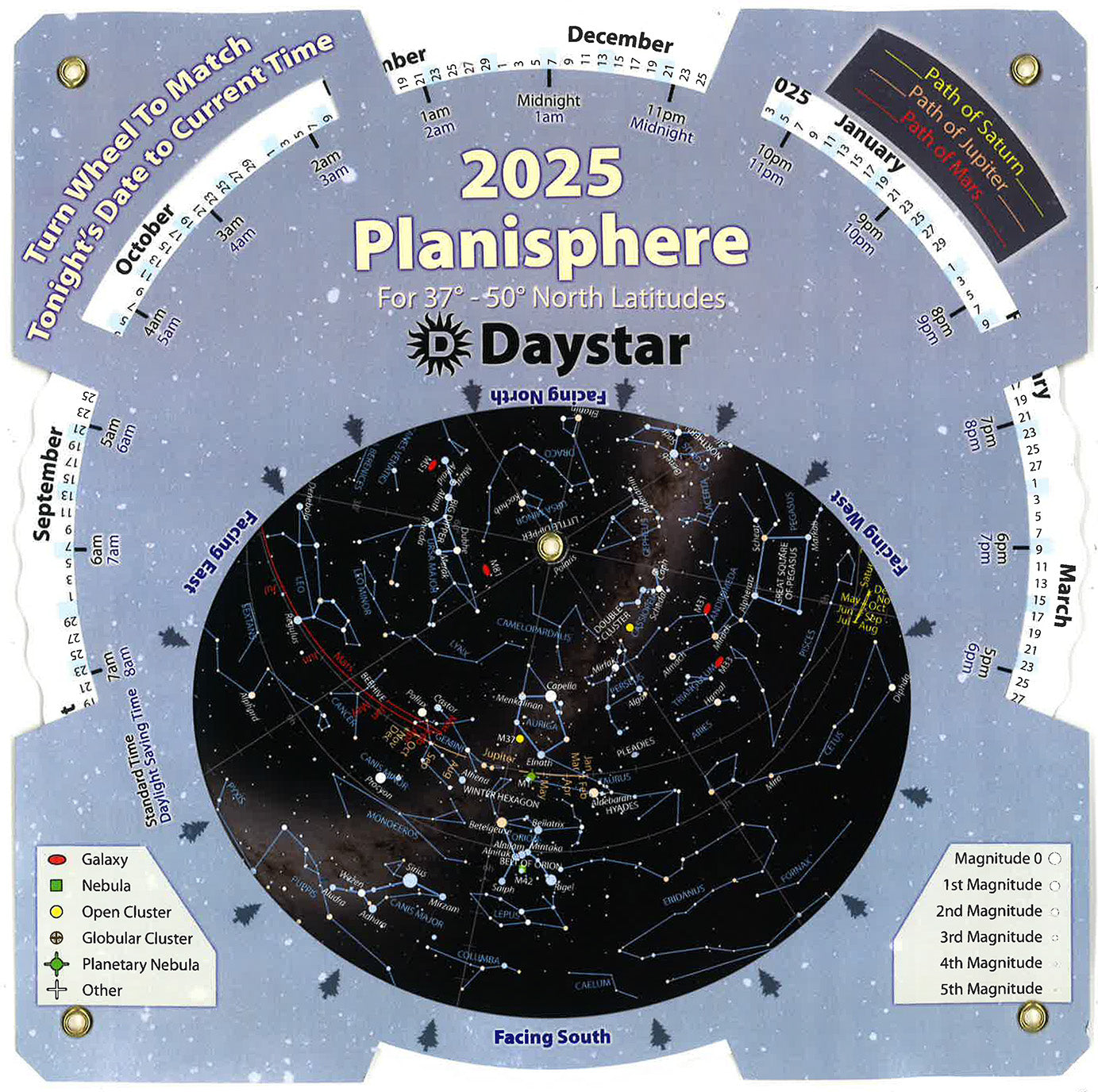 2025 Planisphere (37-50° N latitudes)